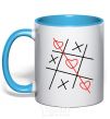 Mug with a colored handle TIC-TAC-TOE sky-blue фото