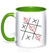 Mug with a colored handle TIC-TAC-TOE kelly-green фото