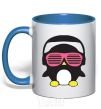 Mug with a colored handle CRAZY PENGUIN royal-blue фото