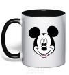 Mug with a colored handle Mickey Mouse black фото