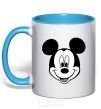 Mug with a colored handle Mickey Mouse sky-blue фото