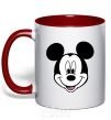 Mug with a colored handle Mickey Mouse red фото