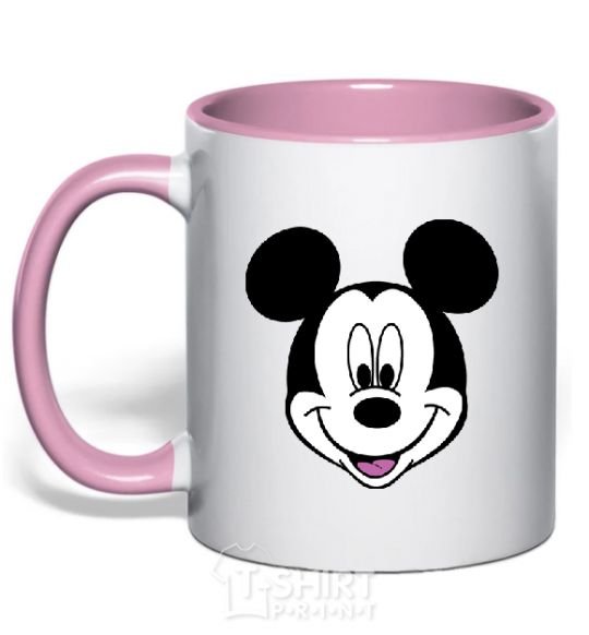 Mug with a colored handle Mickey Mouse light-pink фото