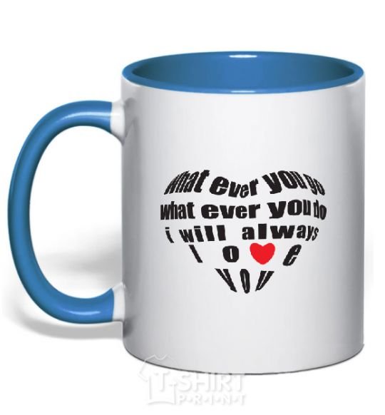 Mug with a colored handle WHAT EVER YOU GO... royal-blue фото