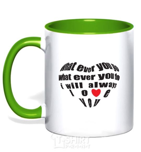 Mug with a colored handle WHAT EVER YOU GO... kelly-green фото