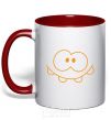 Mug with a colored handle SMILE red фото