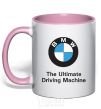 Mug with a colored handle BMW light-pink фото