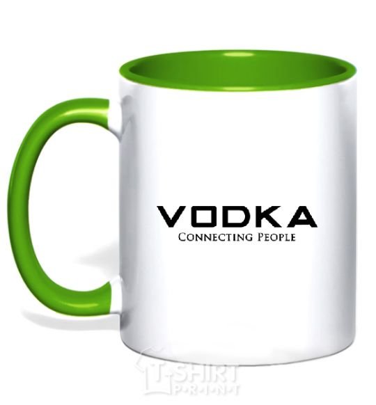 Mug with a colored handle VODKA-CONNECTING PEOPLE kelly-green фото