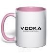 Mug with a colored handle VODKA-CONNECTING PEOPLE light-pink фото