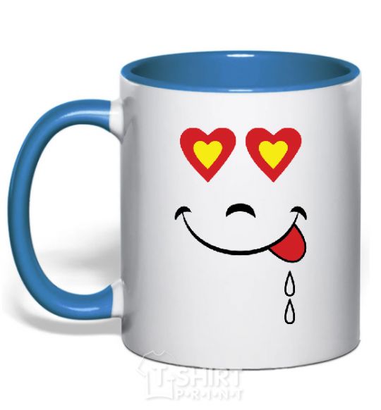 Mug with a colored handle SMILE HEART royal-blue фото
