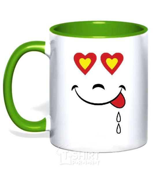 Mug with a colored handle SMILE HEART kelly-green фото