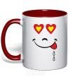Mug with a colored handle SMILE HEART red фото