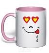 Mug with a colored handle SMILE HEART light-pink фото