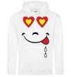 Men`s hoodie SMILE HEART White фото