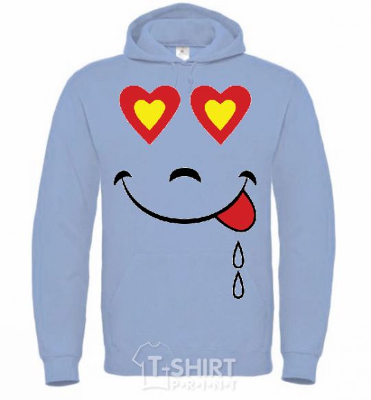 Men`s hoodie SMILE HEART sky-blue фото