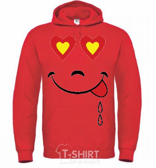 Men`s hoodie SMILE HEART bright-red фото