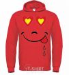 Men`s hoodie SMILE HEART bright-red фото