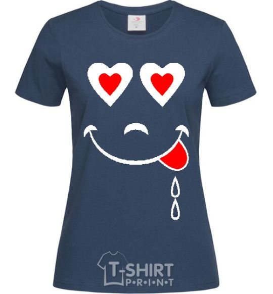 Women's T-shirt SMILE HEART navy-blue фото