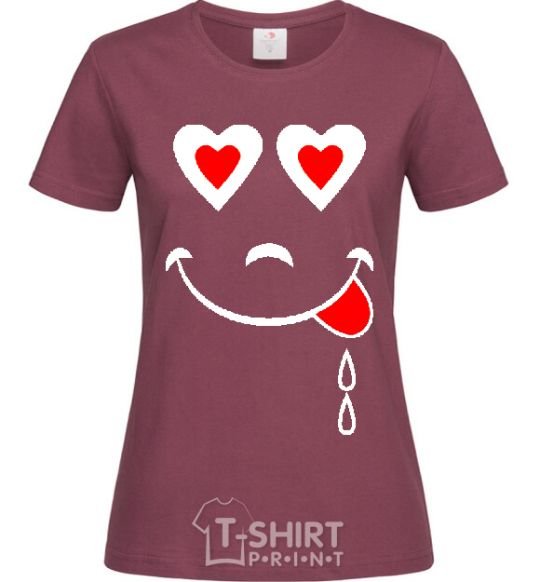 Women's T-shirt SMILE HEART burgundy фото