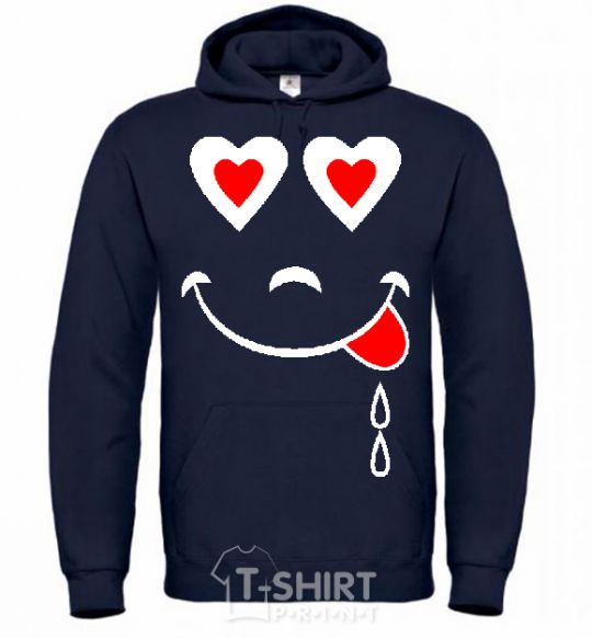 Men`s hoodie SMILE HEART navy-blue фото