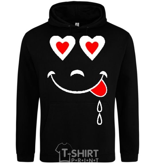 Men`s hoodie SMILE HEART black фото