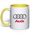 Mug with a colored handle AUDI yellow фото