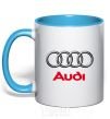 Mug with a colored handle AUDI sky-blue фото