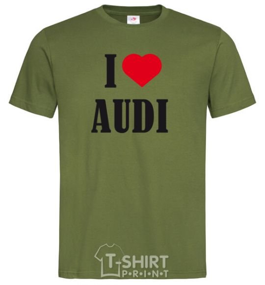 Мужская футболка Надпись I LOVE AUDI Оливковый фото