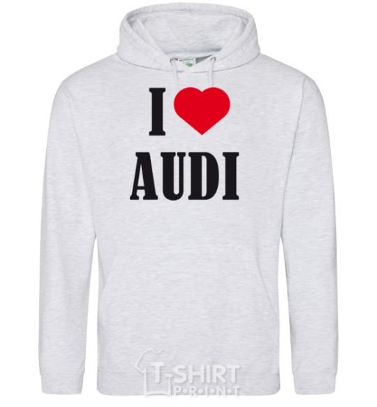 Men`s hoodie I LOVE AUDI inscription sport-grey фото