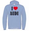 Men`s hoodie I LOVE AUDI inscription sky-blue фото