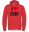 Men`s hoodie I LOVE AUDI inscription bright-red фото