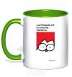 Mug with a colored handle A REAL CAT IS A BASTARD! kelly-green фото