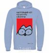 Men`s hoodie A REAL CAT IS A BASTARD! sky-blue фото