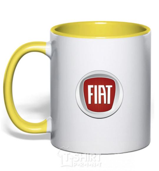 Mug with a colored handle FIAT yellow фото