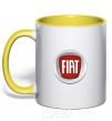 Mug with a colored handle FIAT yellow фото