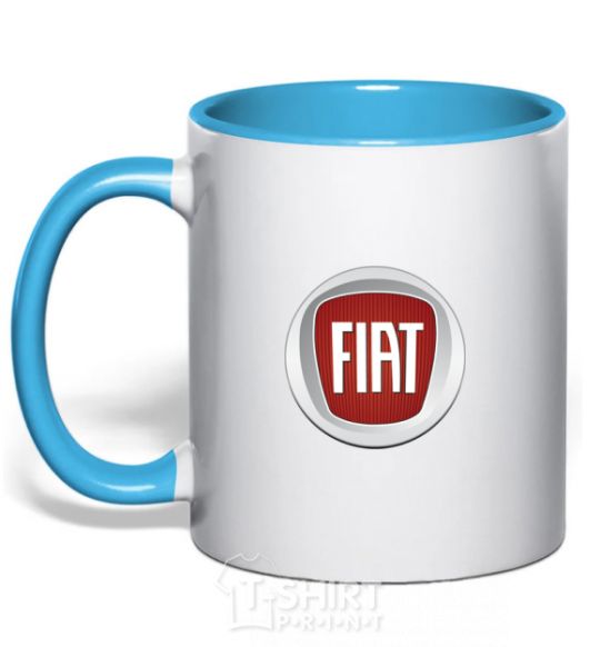 Mug with a colored handle FIAT sky-blue фото