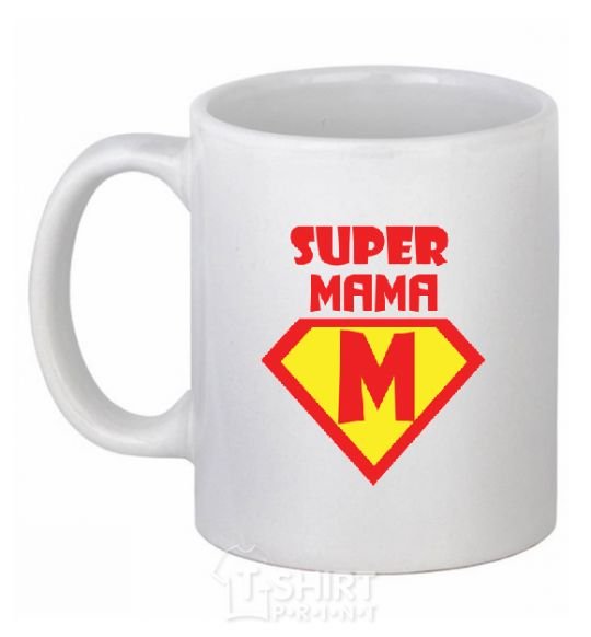 Ceramic mug SUPER MAMA White фото