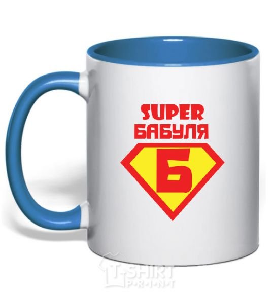 Mug with a colored handle SUPER GRANDMA royal-blue фото