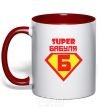 Mug with a colored handle SUPER GRANDMA red фото