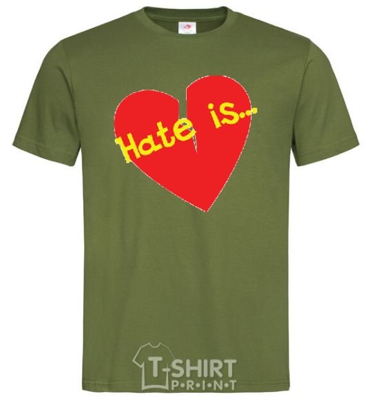 Мужская футболка HATE IS Оливковый фото