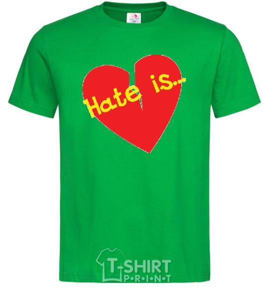 Мужская футболка HATE IS Зеленый фото