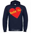 Men`s hoodie HATE IS navy-blue фото