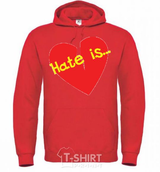 Men`s hoodie HATE IS bright-red фото