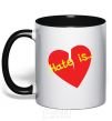 Mug with a colored handle HATE IS black фото