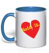Mug with a colored handle HATE IS royal-blue фото