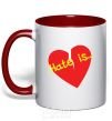 Mug with a colored handle HATE IS red фото