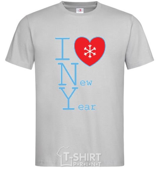 Men's T-Shirt I LOVE NEW YEAR grey фото