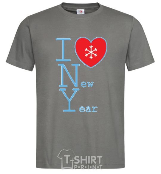 Men's T-Shirt I LOVE NEW YEAR dark-grey фото