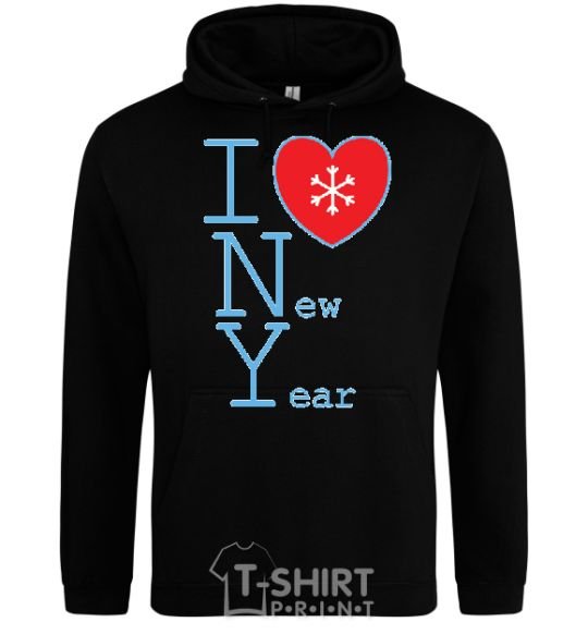 Men`s hoodie I LOVE NEW YEAR black фото