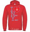 Men`s hoodie I LOVE NEW YEAR bright-red фото